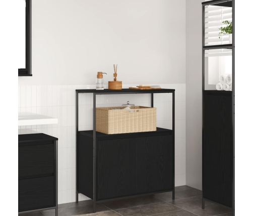 Mueble de baño con estantes roble negro 76,5x35x95 cm