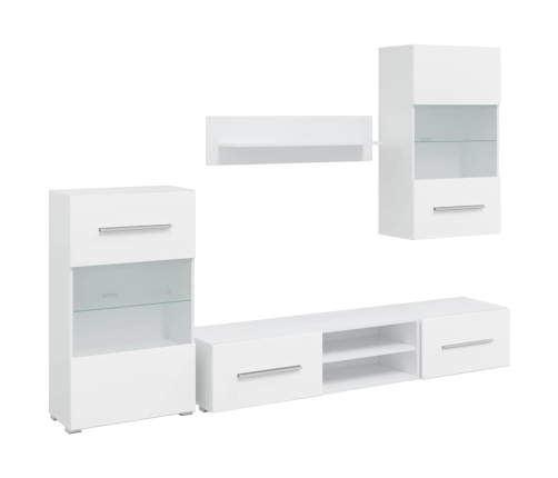 Muebles para TV 5 piezas con iluminación LED blanco mate