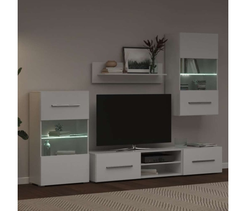 Muebles para TV 5 piezas con iluminación LED blanco mate