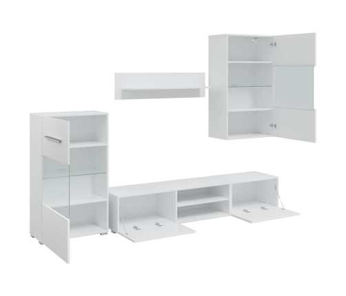 Muebles para TV 5 piezas con iluminación LED blanco mate