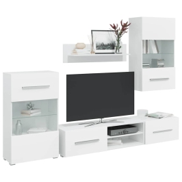 Muebles para TV 5 piezas con iluminación LED blanco mate