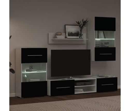 Muebles para TV 5 piezas con iluminación LED negra mate