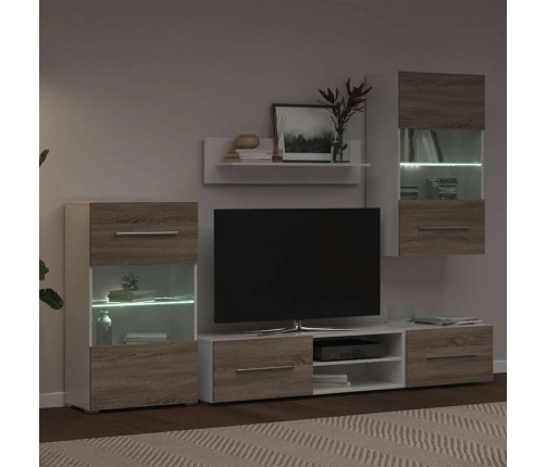 Muebles de TV 5 piezas con iluminación LED roble sonoma