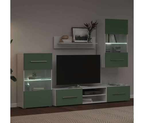 Muebles para TV 5 piezas con iluminación LED verde oliva