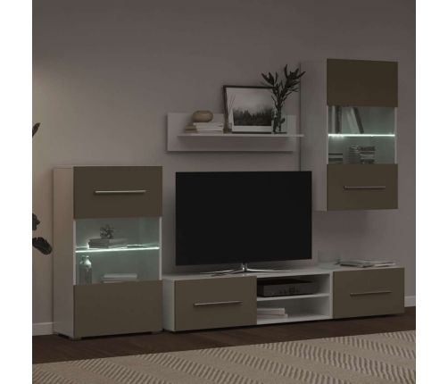 Muebles para TV 5 piezas con iluminación LED gris piedra