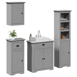 Juego de muebles de baño BODO 4 pzas madera maciza pino gris