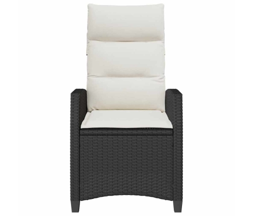 Silla de jardín reclinable con mesa auxiliar ratán negro