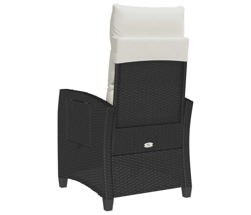 Silla de jardín reclinable con mesa auxiliar ratán negro