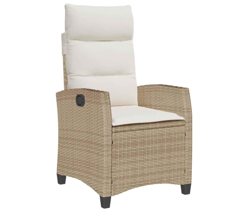 Silla de jardín reclinable con mesa auxiliar ratán beige