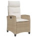 Silla de jardín reclinable con mesa auxiliar ratán beige