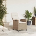 Silla de jardín reclinable con mesa auxiliar ratán beige