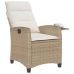 Silla de jardín reclinable con mesa auxiliar ratán beige