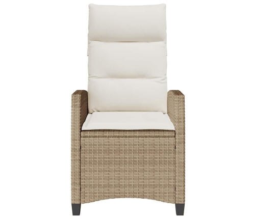 Silla de jardín reclinable con mesa auxiliar ratán beige