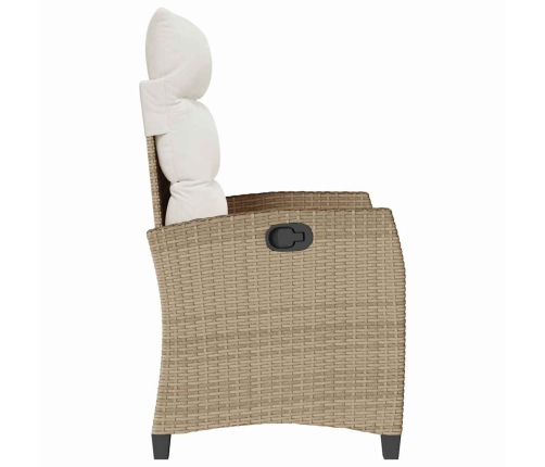 Silla de jardín reclinable con mesa auxiliar ratán beige