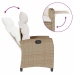 Silla de jardín reclinable con mesa auxiliar ratán beige