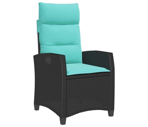 Silla de jardín reclinable con mesa auxiliar ratán negro