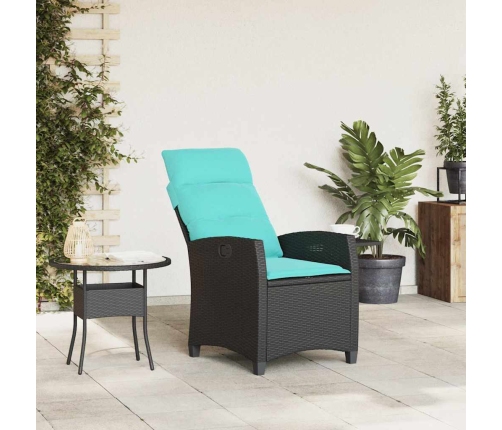 Silla de jardín reclinable con mesa auxiliar ratán negro