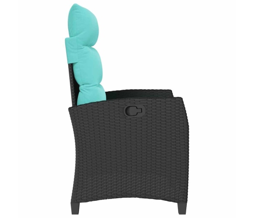 Silla de jardín reclinable con mesa auxiliar ratán negro