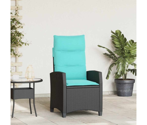 Silla de jardín reclinable con mesa auxiliar ratán negro