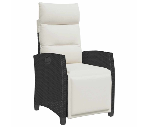 Silla de jardín reclinable con mesa auxiliar ratán negro