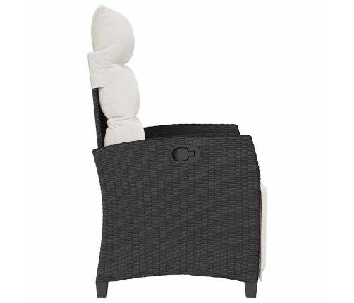 Silla de jardín reclinable con mesa auxiliar ratán negro