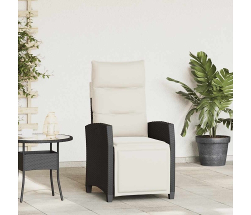 Silla de jardín reclinable con mesa auxiliar ratán negro