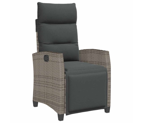 Silla de jardín reclinable con mesa auxiliar ratán gris