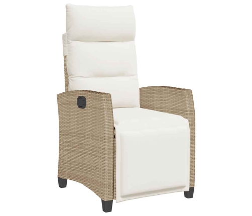 Silla de jardín reclinable con mesa auxiliar ratán beige