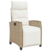 Silla de jardín reclinable con mesa auxiliar ratán beige