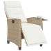 Silla de jardín reclinable con mesa auxiliar ratán beige