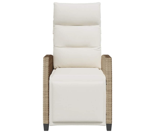 Silla de jardín reclinable con mesa auxiliar ratán beige