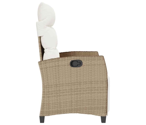 Silla de jardín reclinable con mesa auxiliar ratán beige