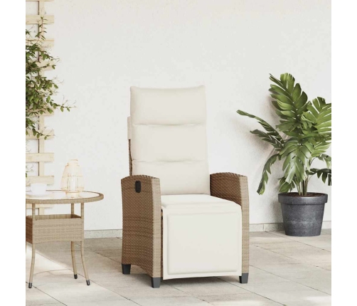 Silla de jardín reclinable con mesa auxiliar ratán beige