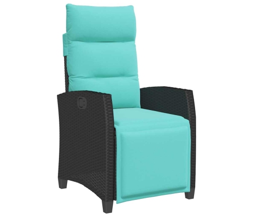 Silla de jardín reclinable con mesa auxiliar ratán negro