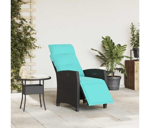 Silla de jardín reclinable con mesa auxiliar ratán negro