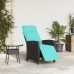 Silla de jardín reclinable con mesa auxiliar ratán negro