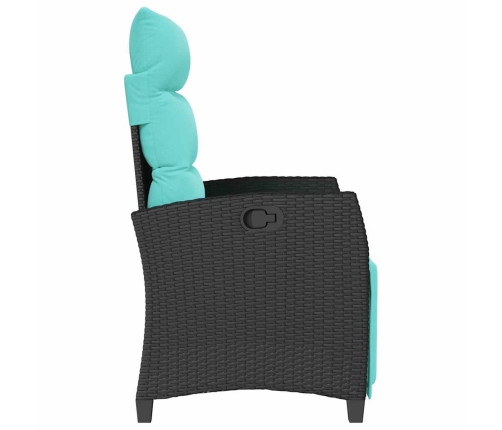 Silla de jardín reclinable con mesa auxiliar ratán negro