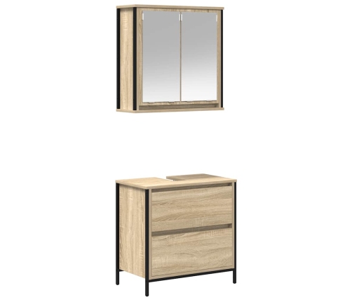 Set de muebles de baño 2 pzas madera contrachapada roble Sonoma