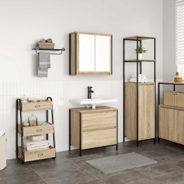 Set de muebles de baño 2 pzas madera contrachapada roble Sonoma