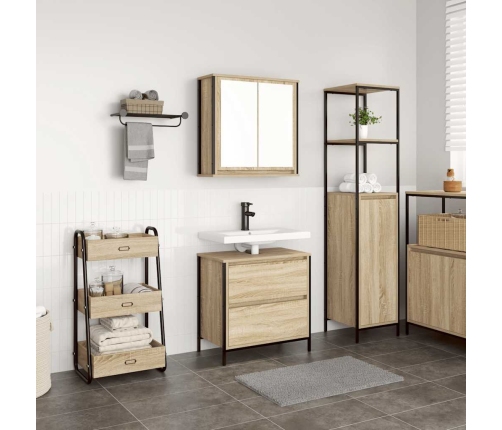 Set de muebles de baño 2 pzas madera contrachapada roble Sonoma