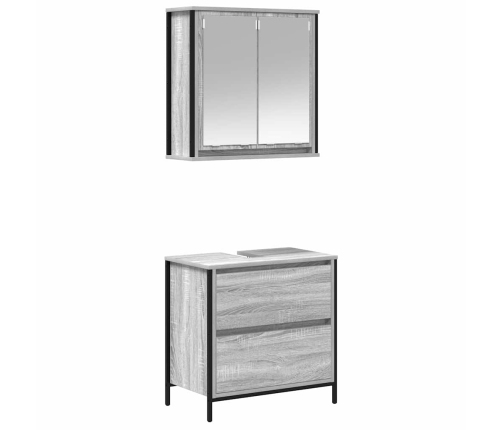 Set de muebles de baño 2 pzas madera contrachapada gris sonoma