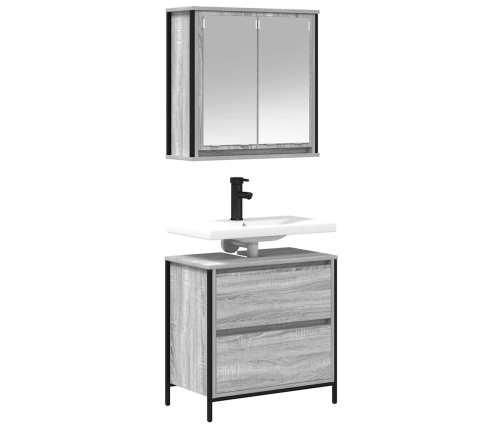 Set de muebles de baño 2 pzas madera contrachapada gris sonoma