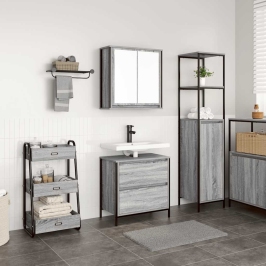 Set de muebles de baño 2 pzas madera contrachapada gris sonoma