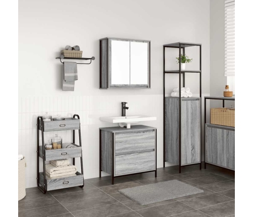 Set de muebles de baño 2 pzas madera contrachapada gris sonoma