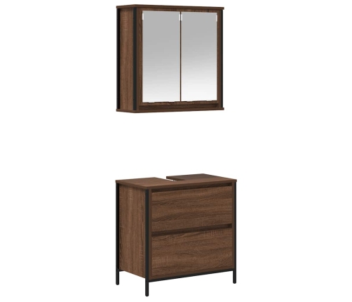 Set de muebles baño 2 pzas madera contrachapada marrón roble