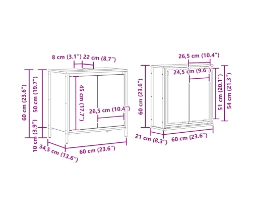 Juego de muebles de baño 2 pzas roble negro Madera ingeniería