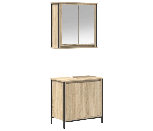 Set de muebles de baño 2 pzas madera contrachapada roble Sonoma