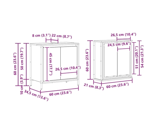 Set de muebles de baño 2 pzas madera contrachapada roble Sonoma