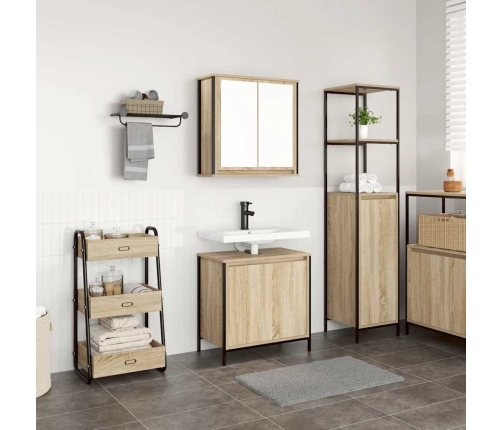 Set de muebles de baño 2 pzas madera contrachapada roble Sonoma