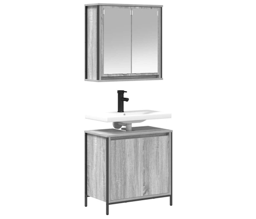 Set de muebles de baño 2 pzas madera contrachapada gris sonoma